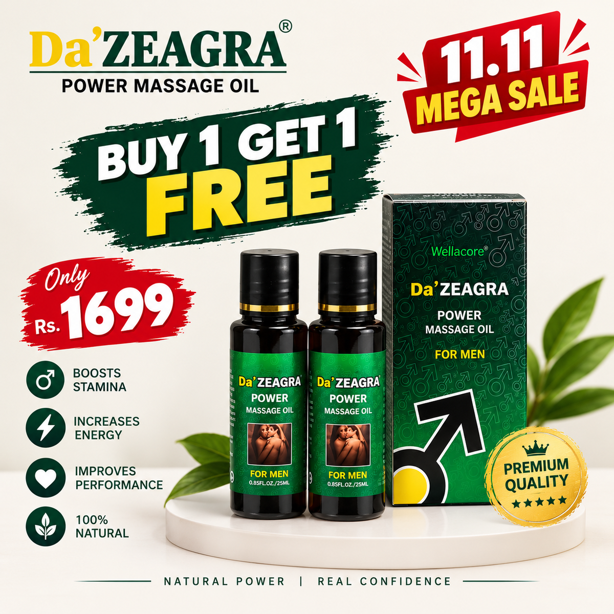 Da’ZEAGRA Power Massage Oil – | Buy 1 Get 1 Free