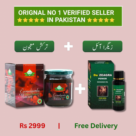Da’ ZEAGRA Power Massage Oil + Themera Epimedyumlu Macun – Combo Deal Rs. 2,999 | Free Delivery Pakistan